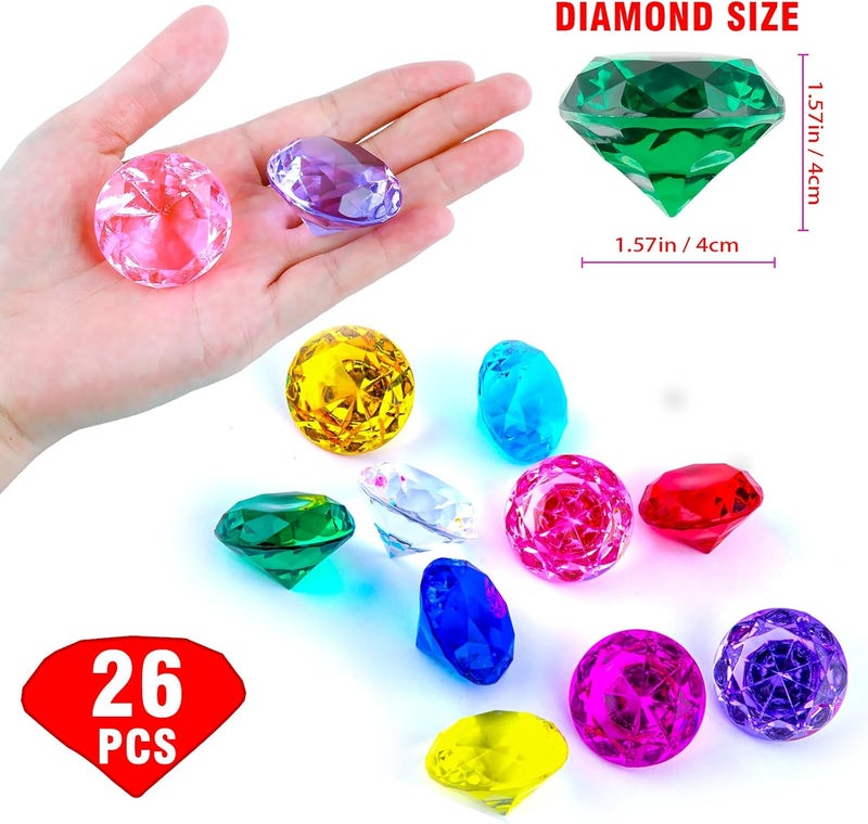 Niceup 26PCS Fake Emeralds Green Gemstones Plastic Acrylic Diamond Gems Toys Big 1.5in Kid Diving Gem Pool Toy Party Decorations Crafts - Image 3